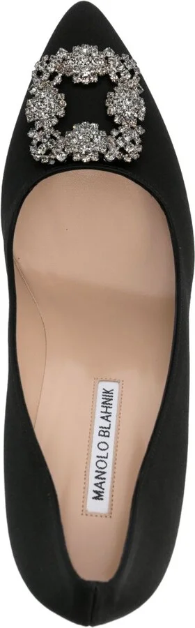 Black Hangisi 90 Crystal Satin Pumps - Image 4