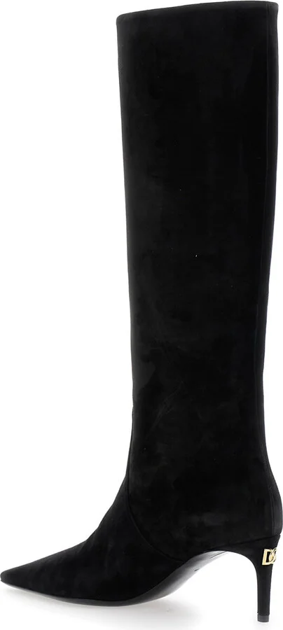 Black High Boots With Dg Logo In Suede Woman - Image 3