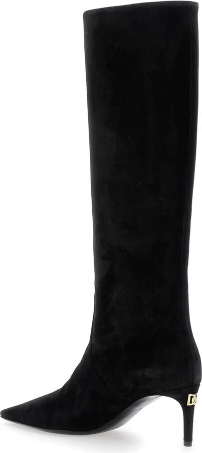 Black High Boots With Dg Logo In Suede Woman - Image 3