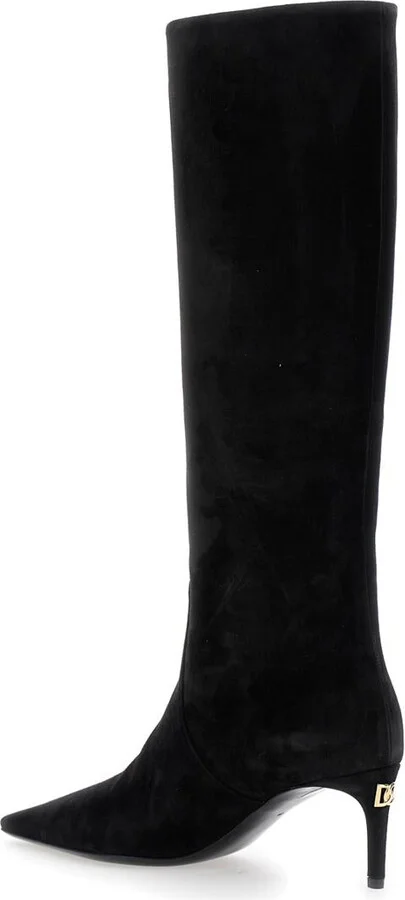 Black High Boots With Dg Logo In Suede Woman - Image 3