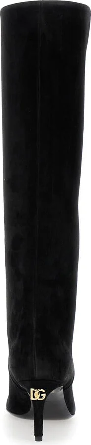 Black High Boots With Dg Logo In Suede Woman - Image 4
