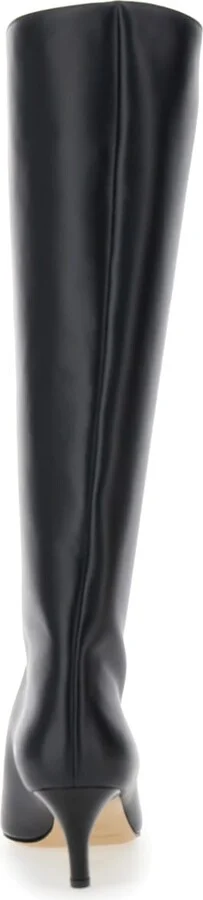 Black High Boots With Pointed Toe And Low Heel In Leather Woman - Image 4