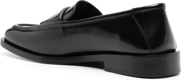 Black High-Shine Leather Loafers - Image 3