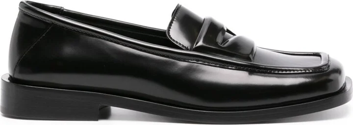 Black High-Shine Leather Loafers