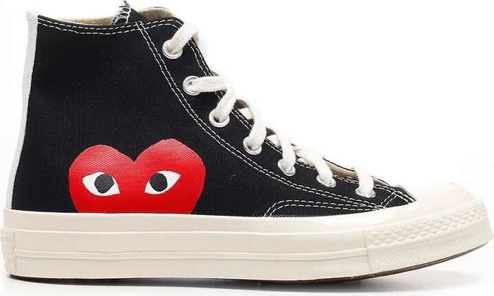 Black Hight Converse With Red Heart Sneakers Black