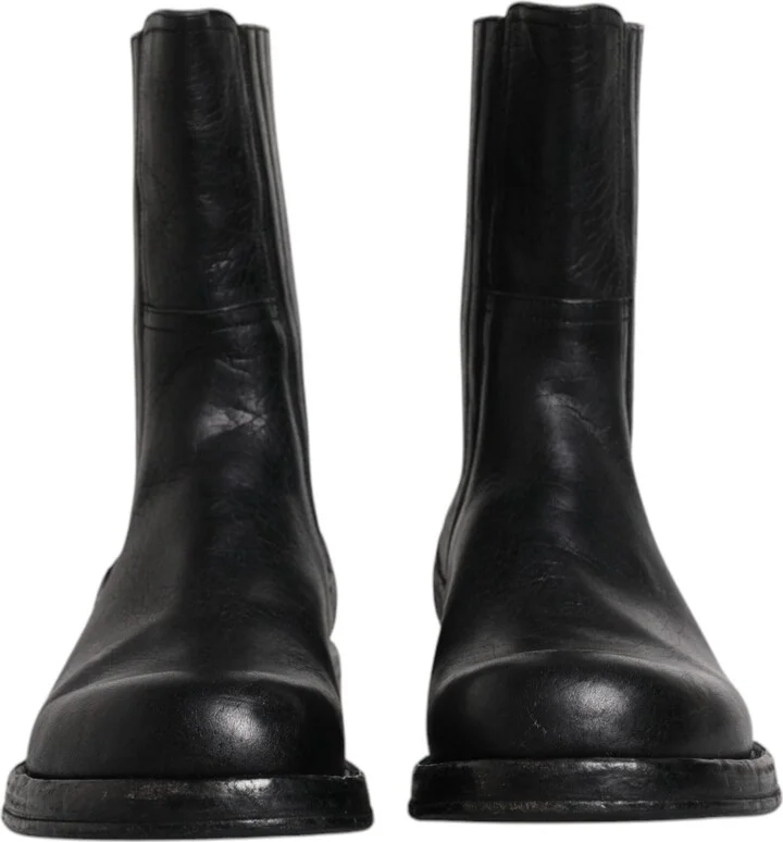 Black Horse Leather Mid Calf Boots Men's Shoes - Image 2