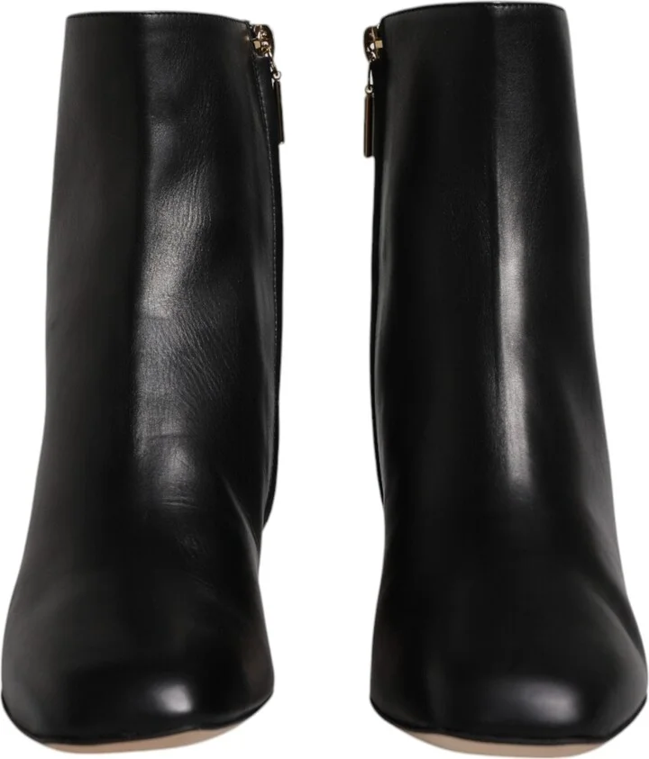 Black Jackie Leather Mid Calf Boots Women's Shoes - Image 2