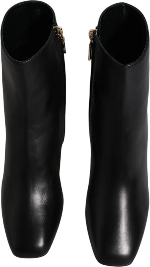 Black Jackie Leather Mid Calf Boots Women's Shoes - Image 3