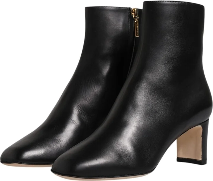 Black Jackie Leather Mid Calf Boots Women's Shoes - Image 4