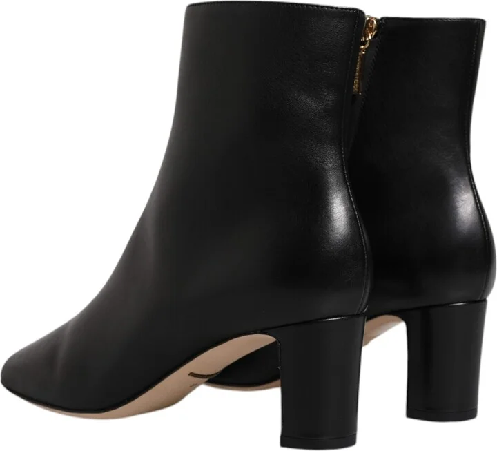 Black Jackie Leather Mid Calf Boots Women's Shoes - Image 5