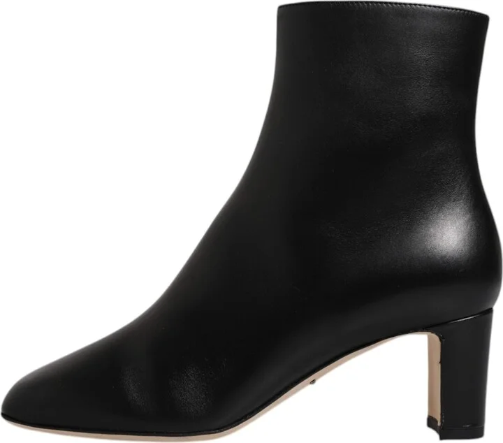 Black Jackie Leather Mid Calf Boots Women's Shoes - Image 6