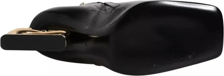 Black Jackie Leather Mid Calf Boots Women's Shoes - Image 2
