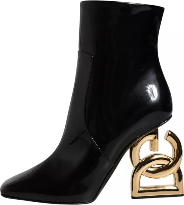 Black Jackie Leather Mid Calf Boots Women's Shoes - Image 3