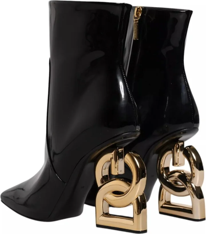 Black Jackie Leather Mid Calf Boots Women's Shoes - Image 5