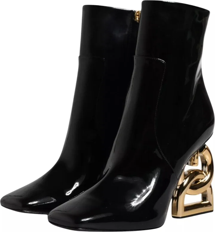 Black Jackie Leather Mid Calf Boots Women's Shoes - Image 6