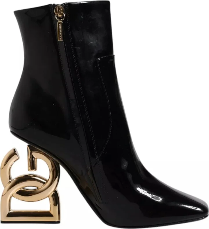 Black Jackie Leather Mid Calf Boots Women's Shoes
