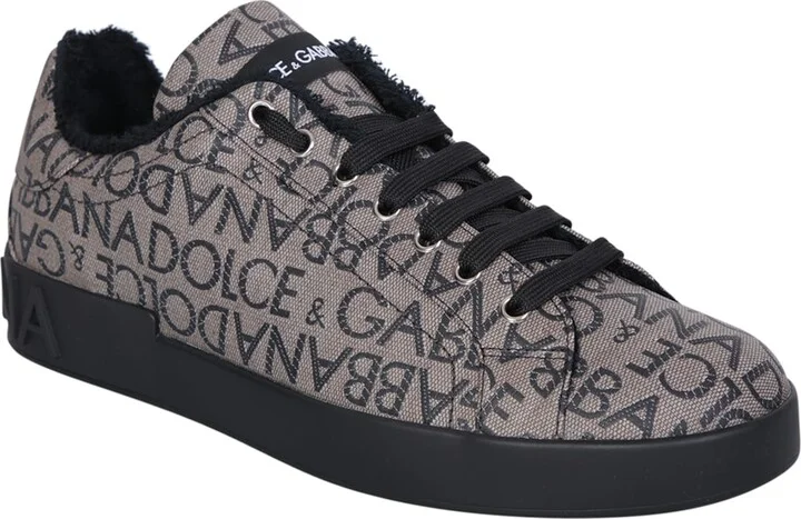Black Jacquard Fabric Portofino Sneakers - Image 2