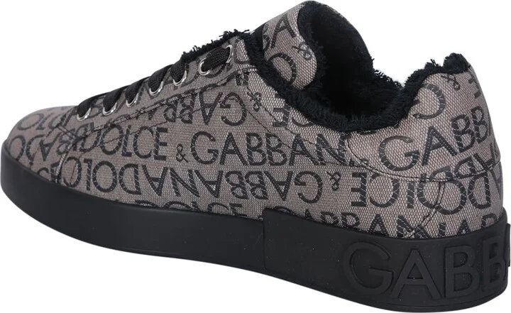 Black Jacquard Fabric Portofino Sneakers - Image 3