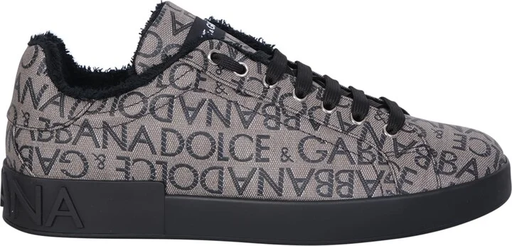 Black Jacquard Fabric Portofino Sneakers