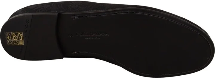 Black Jacquard Slippers Flats Loafers Men's Shoes - Image 6