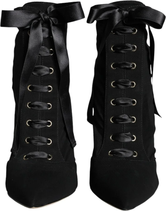 Black Jersey Stretch Ankle Booties Women's Shoes - Image 2