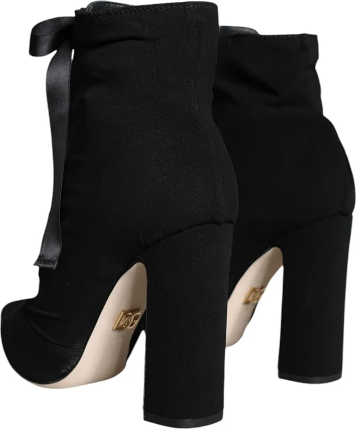 Black Jersey Stretch Ankle Booties Women's Shoes - Image 4