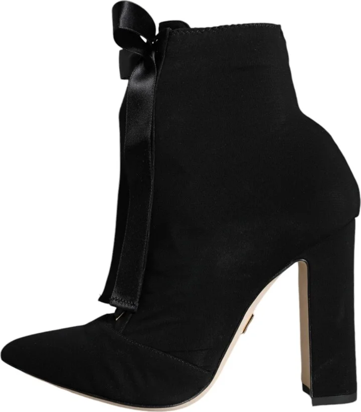Black Jersey Stretch Ankle Booties Women's Shoes - Image 5