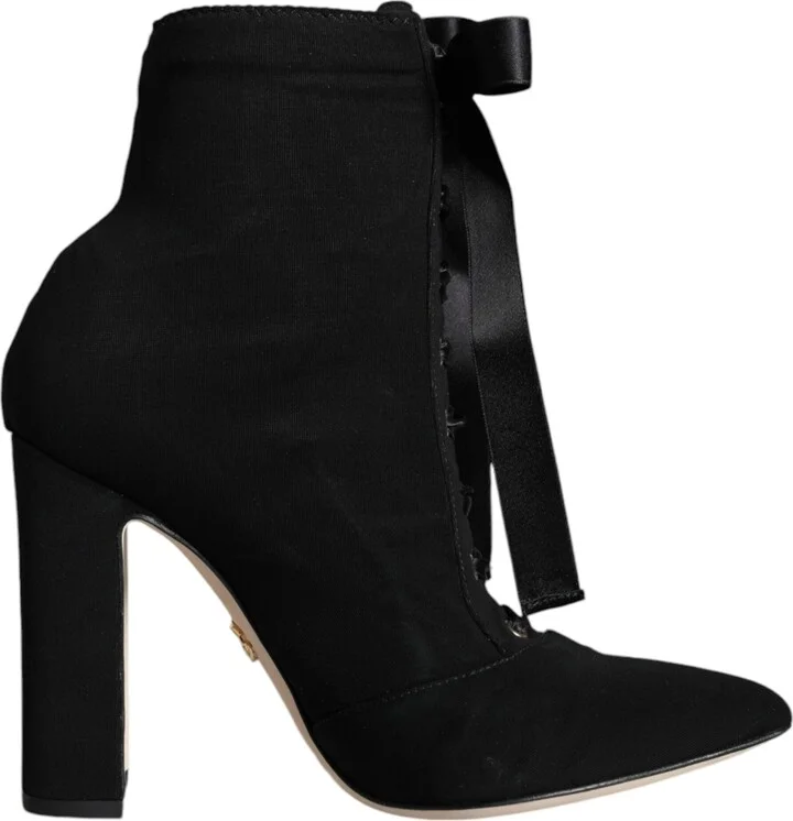 Black Jersey Stretch Ankle Booties Women's Shoes