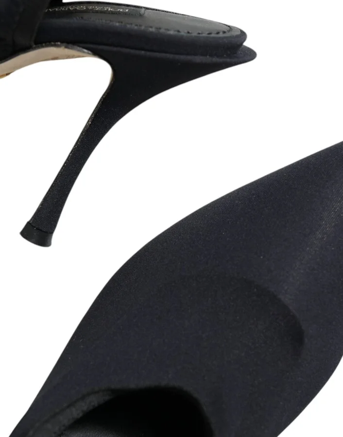 Black Jersey Stretch Heels Slingback Women's Shoes - Image 6
