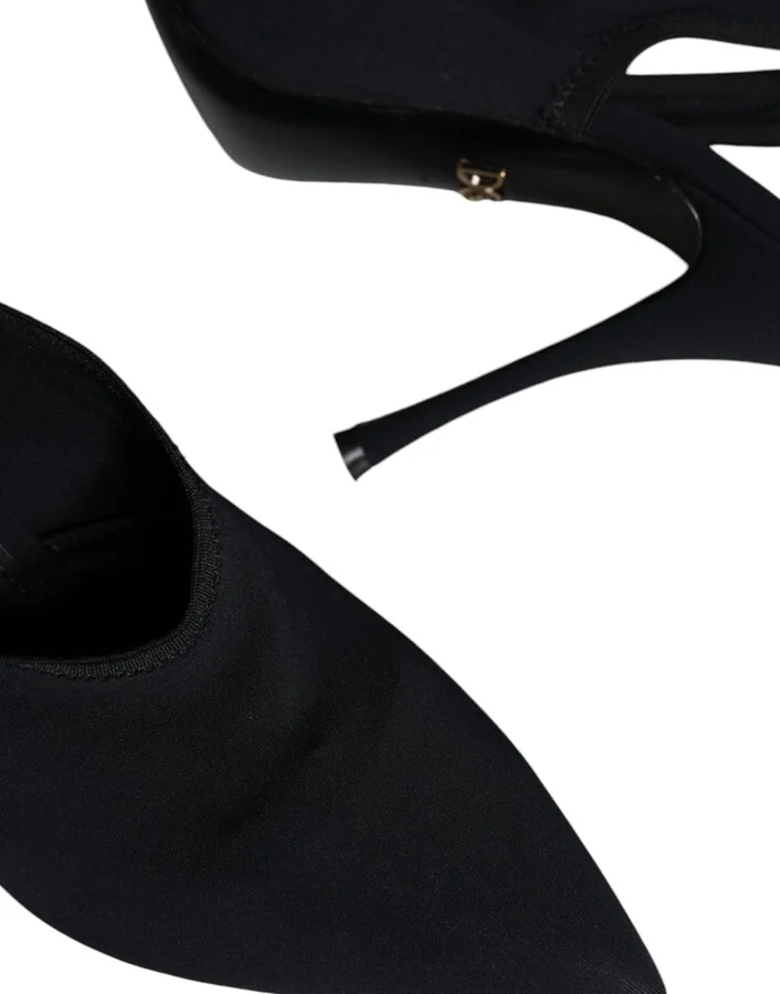Black Jersey Stretch Heels Slingback Women's Shoes (Pre-Owned) - Image 6