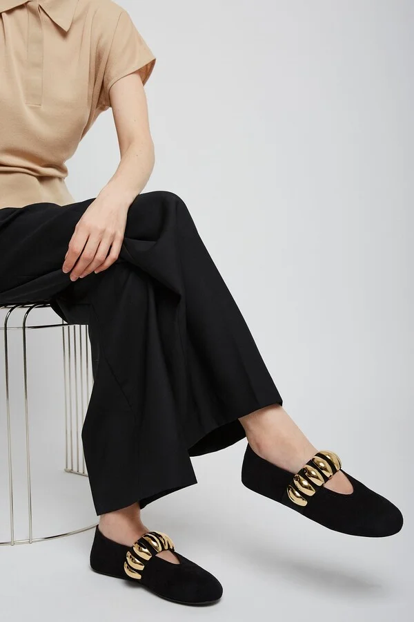 Black jewel ballet flats - Image 2