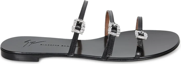 Black Jewel Flat Sandals