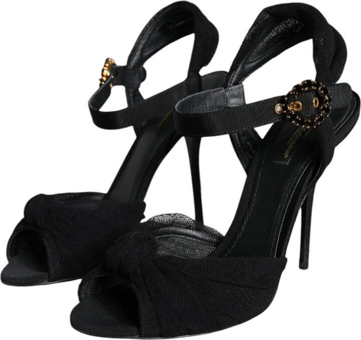 Black KEIRA Heels Ankle Strap Sandals Women's Shoes (Pre-Owned) - Image 3