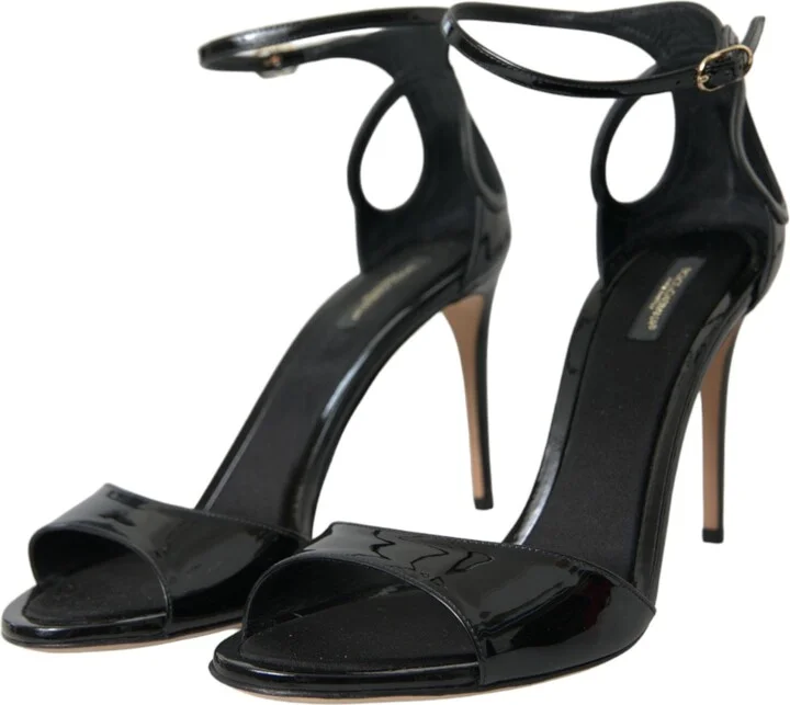 Black KEIRA Leather Heels Sandals Women's Shoes - Image 3