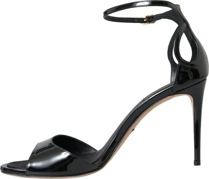 Black KEIRA Leather Heels Sandals Women's Shoes - Image 5