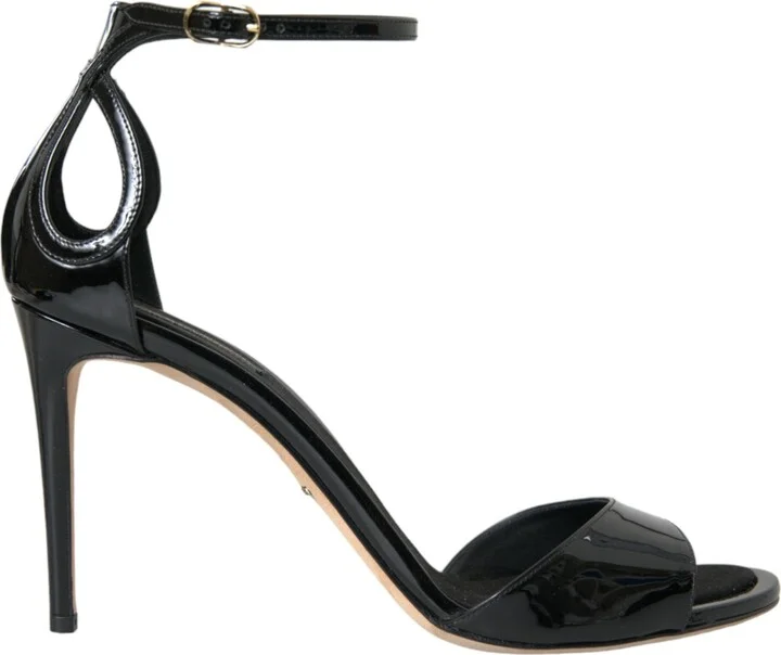 Black KEIRA Leather Heels Sandals Women's Shoes
