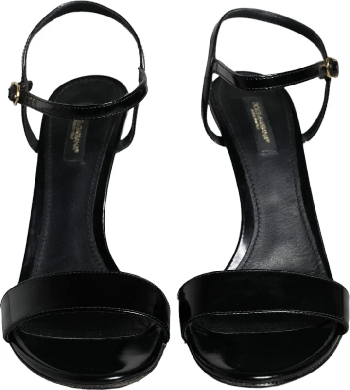 Black KEIRA Leather Heels Sandals Women's Shoes (Pre-Owned) - Image 2