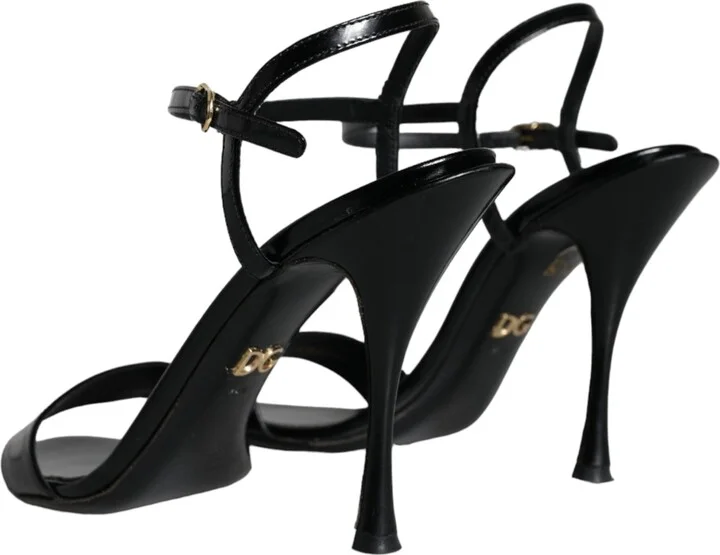 Black KEIRA Leather Heels Sandals Women's Shoes (Pre-Owned) - Image 4