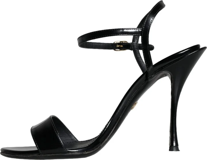 Black KEIRA Leather Heels Sandals Women's Shoes (Pre-Owned) - Image 5