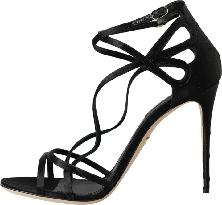 Black Keira Satin Heels Sandals Women's Shoes (Pre-Owned) - Image 5