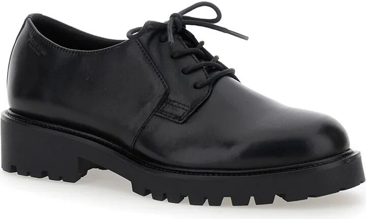 Black 'Kenova' Lace-Up Derby Shoe In Leather Woman - Image 2