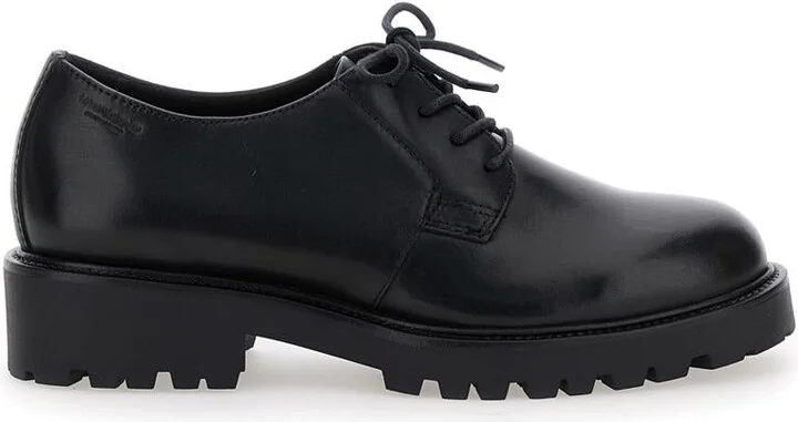Black 'Kenova' Lace-Up Derby Shoe In Leather Woman