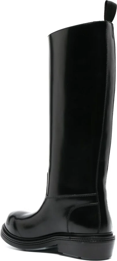 Black Knee High Leather Boots - Image 3