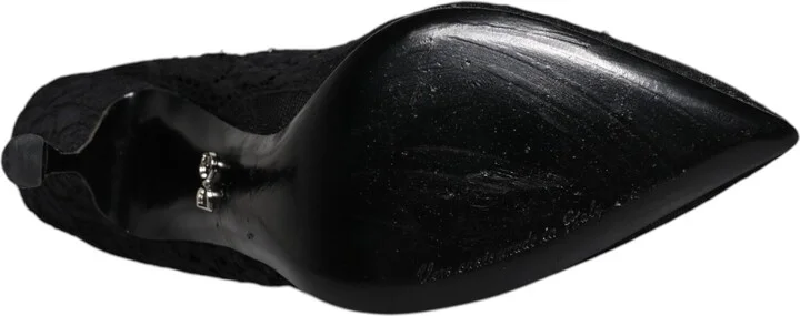 Black Lace Crystals Mary Jane Pumps Women's Shoes (Pre-Owned) - Image 6