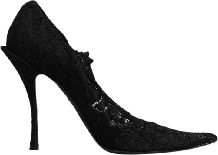 Black Lace Crystals Mary Jane Pumps Women's Shoes (Pre-Owned)