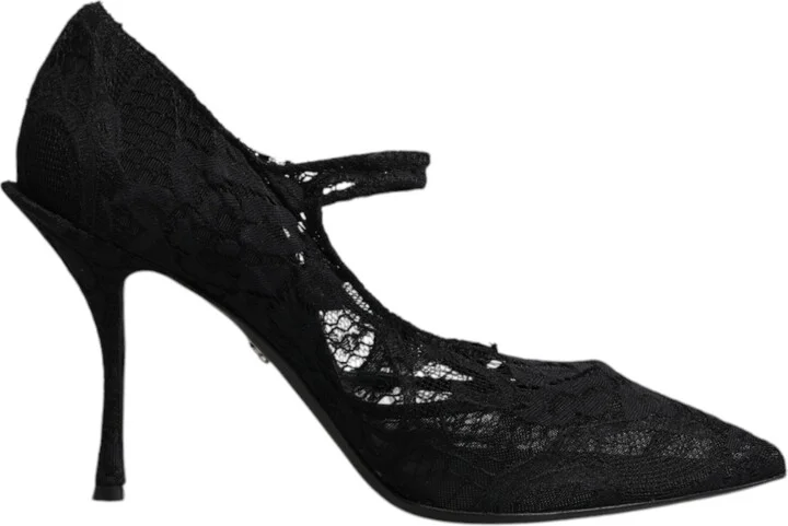 Black Lace Crystals Mary Jane Pumps Women's Shoes (Pre-Owned)