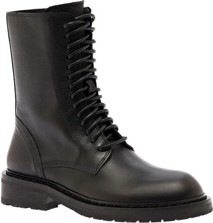 Black Lace-up Combat Boots In Leather Woman Ann Demeulemeester - Image 2
