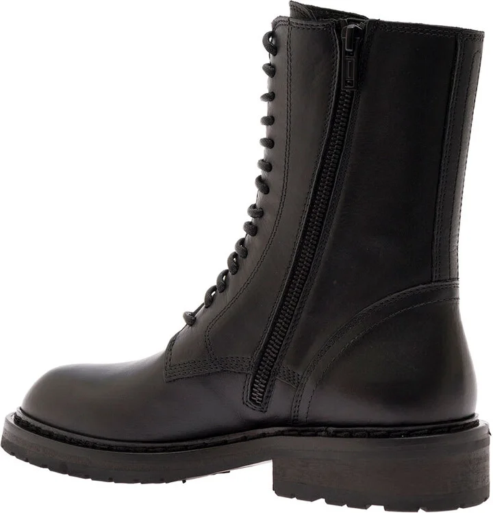 Black Lace-up Combat Boots In Leather Woman Ann Demeulemeester - Image 3