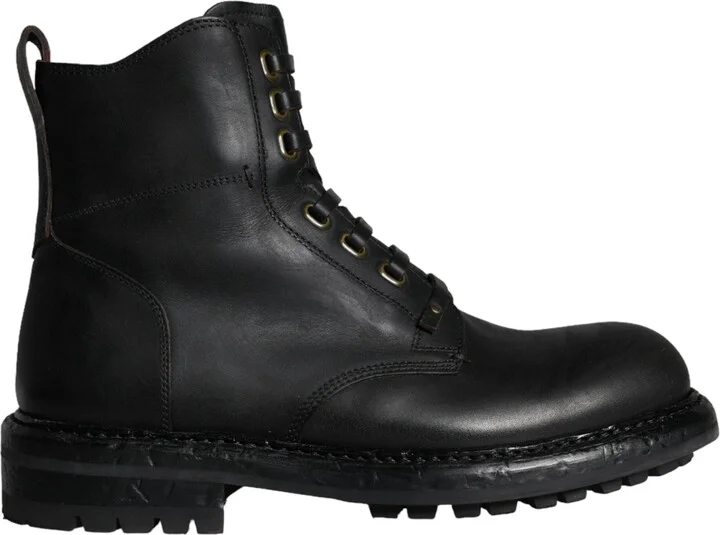 Black Lace Up Mid Calf Boots Men Men's Shoes