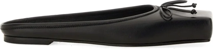 Black Lambskin Mules With Bow Detail
